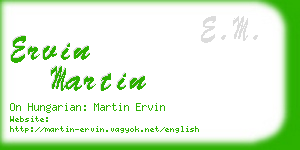 ervin martin business card